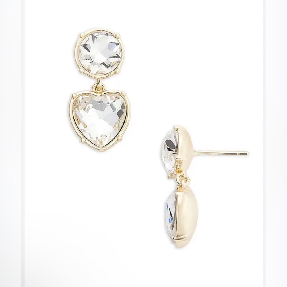 $80 AQUA SMALL HEART DROP EARRINGS NWT 